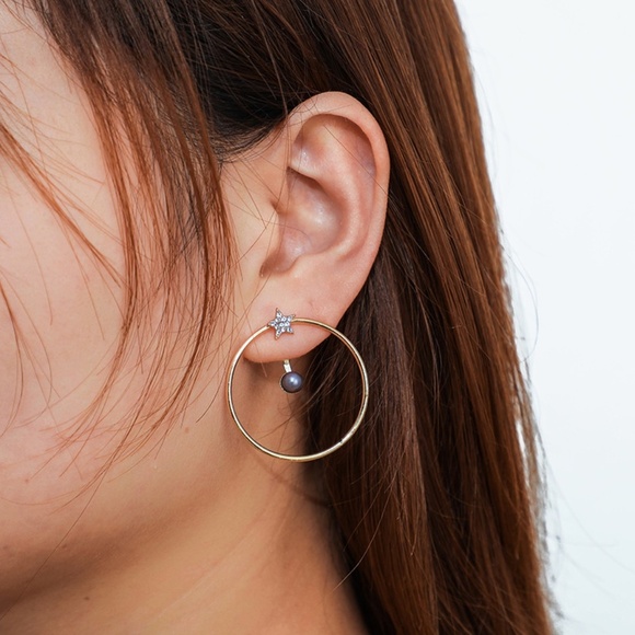 **IYVAINE* Gold Circle x Star Fashion Earrings - Picture 1 of 8
